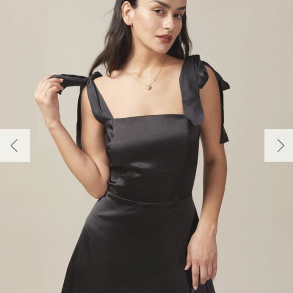 RIHOAS The Black Tie Strap Satin Maxi Dress 3 - Picture 3 of 5